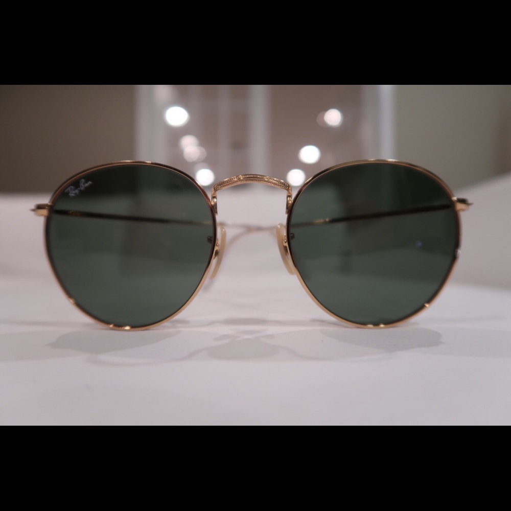 Brand New Gold Frame Green Lens Circular Ray Bans - Picture 2 of 7